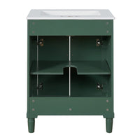 Quen Bathroom Vanity with Ceramic Sink, Gold Metal, Emerald Green 24 Inch - BM351230