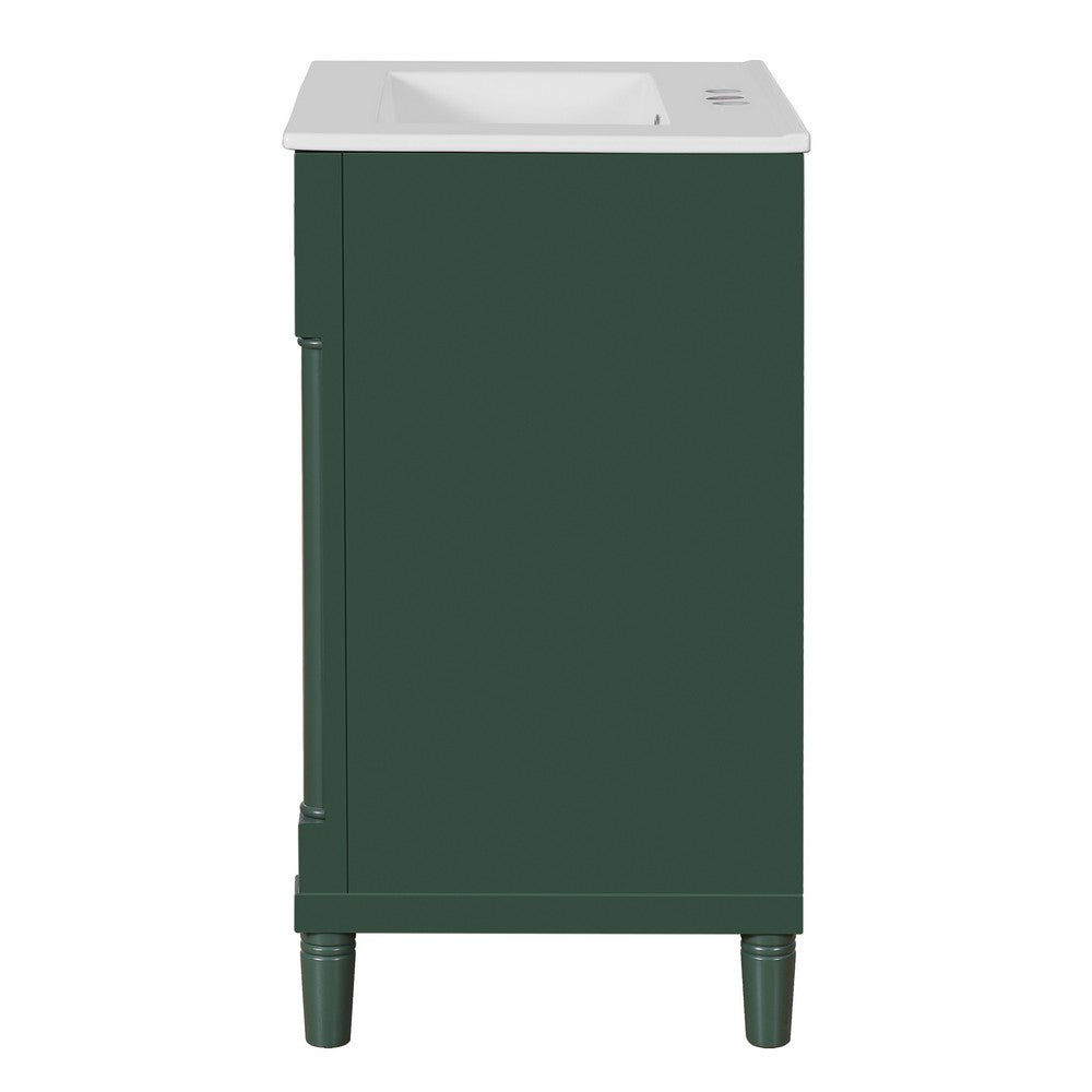Quen Bathroom Vanity with Ceramic Sink, Gold Metal, Emerald Green 24 Inch - BM351230
