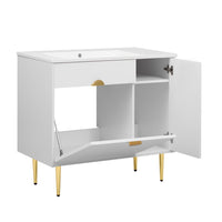 Fizra Bathroom Vanity with Resin Basin, Storage Cabinet, White Gold 36 Inch - BM351233