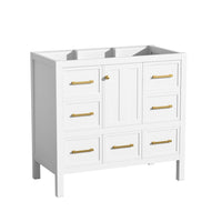 Hamza Bathroom Vanity Cabinet with 5 Drawers, White Wood 36 Inch Wide - BM351234