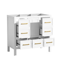 Hamza Bathroom Vanity Cabinet with 5 Drawers, White Wood 36 Inch Wide - BM351234