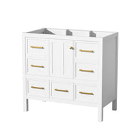Hamza Bathroom Vanity Cabinet with 5 Drawers, White Wood 36 Inch Wide - BM351234