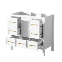 Hamza Bathroom Vanity Cabinet with 5 Drawers, White Wood 36 Inch Wide - BM351234
