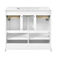 Ajax 36 Inch Ceramic Sink Bathroom Vanity, 2 Cabinet Doors, 2 Drawers, White - BM351235