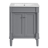 Fiji Bathroom Vanity with Integrated Sink and Storage, Gray Wood 24 Inch - BM351242