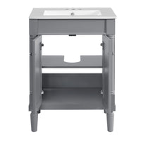 Fiji Bathroom Vanity with Integrated Sink and Storage, Gray Wood 24 Inch - BM351242