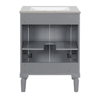 Fiji Bathroom Vanity with Integrated Sink and Storage, Gray Wood 24 Inch - BM351242