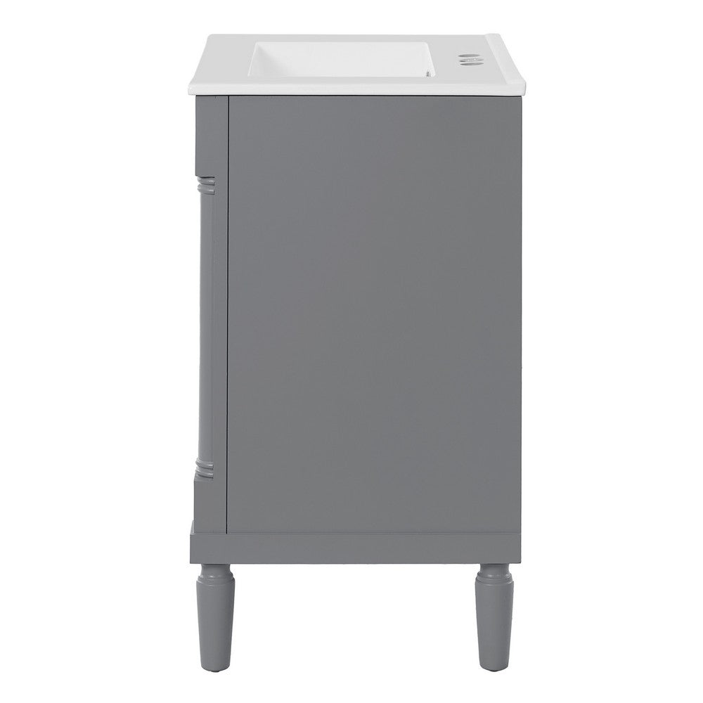 Fiji Bathroom Vanity with Integrated Sink and Storage, Gray Wood 24 Inch - BM351242