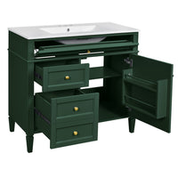 Delma Bathroom Vanity, White Ceramic Sink, Smart Storage, Dark Green 36 Inch - BM351243