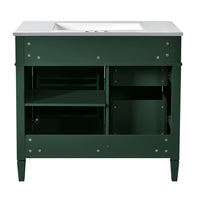 Delma Bathroom Vanity, White Ceramic Sink, Smart Storage, Dark Green 36 Inch - BM351243