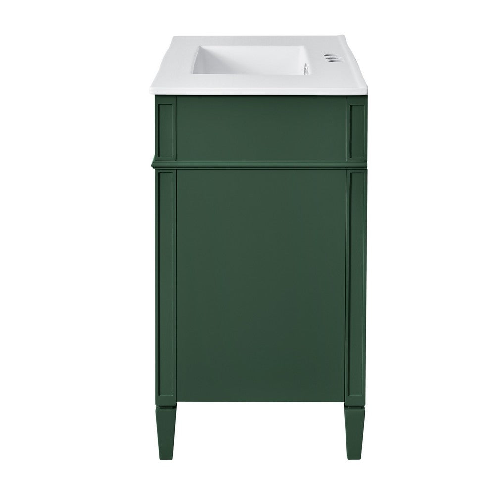 Delma Bathroom Vanity, White Ceramic Sink, Smart Storage, Dark Green 36 Inch - BM351243
