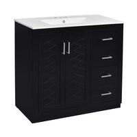 Swany Bathroom Cabinet with Ceramic Sink, Cabinet, Drawers, Black 36 Inch - BM351244