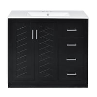 Swany Bathroom Cabinet with Ceramic Sink, Cabinet, Drawers, Black 36 Inch - BM351244