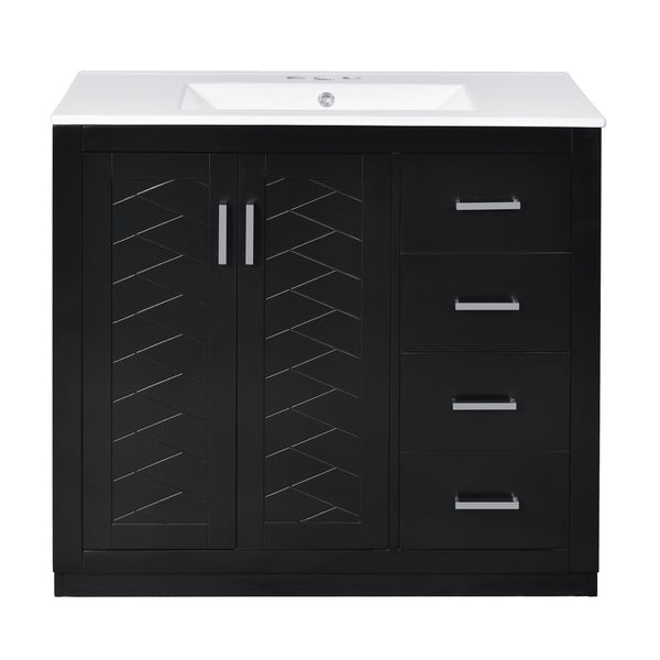 Swany Bathroom Cabinet with Ceramic Sink, Cabinet, Drawers, Black 36 Inch - BM351244