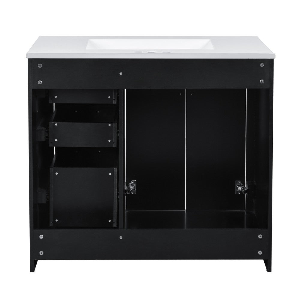 Swany Bathroom Cabinet with Ceramic Sink, Cabinet, Drawers, Black 36 Inch - BM351244