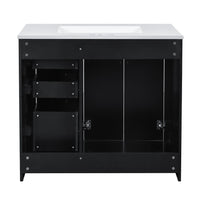Swany Bathroom Cabinet with Ceramic Sink, Cabinet, Drawers, Black 36 Inch - BM351244