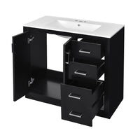 Swany Bathroom Cabinet with Ceramic Sink, Cabinet, Drawers, Black 36 Inch - BM351244
