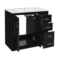 Swany Bathroom Cabinet with Ceramic Sink, Cabinet, Drawers, Black 36 Inch - BM351244