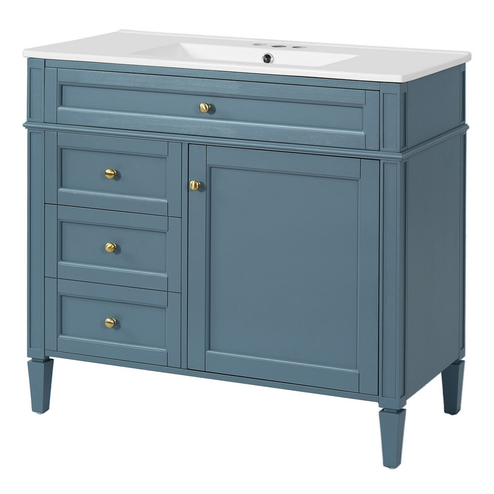 Delma Bathroom Cabinet Vanity with Ceramic Sink, Smart Storage, Muted Indigo - BM351245