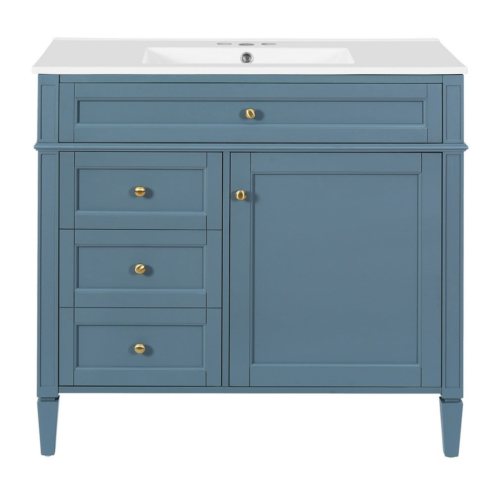 Delma Bathroom Cabinet Vanity with Ceramic Sink, Smart Storage, Muted Indigo - BM351245