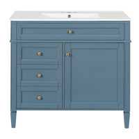 Delma Bathroom Cabinet Vanity with Ceramic Sink, Smart Storage, Muted Indigo - BM351245