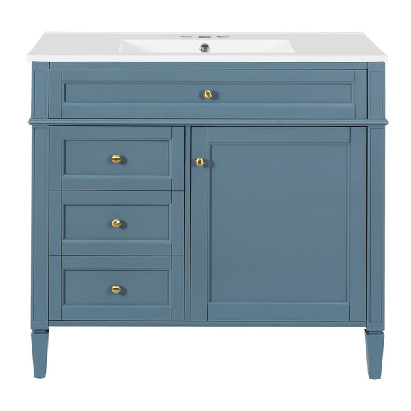 Delma Bathroom Cabinet Vanity with Ceramic Sink, Smart Storage, Muted Indigo - BM351245