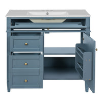 Delma Bathroom Cabinet Vanity with Ceramic Sink, Smart Storage, Muted Indigo - BM351245