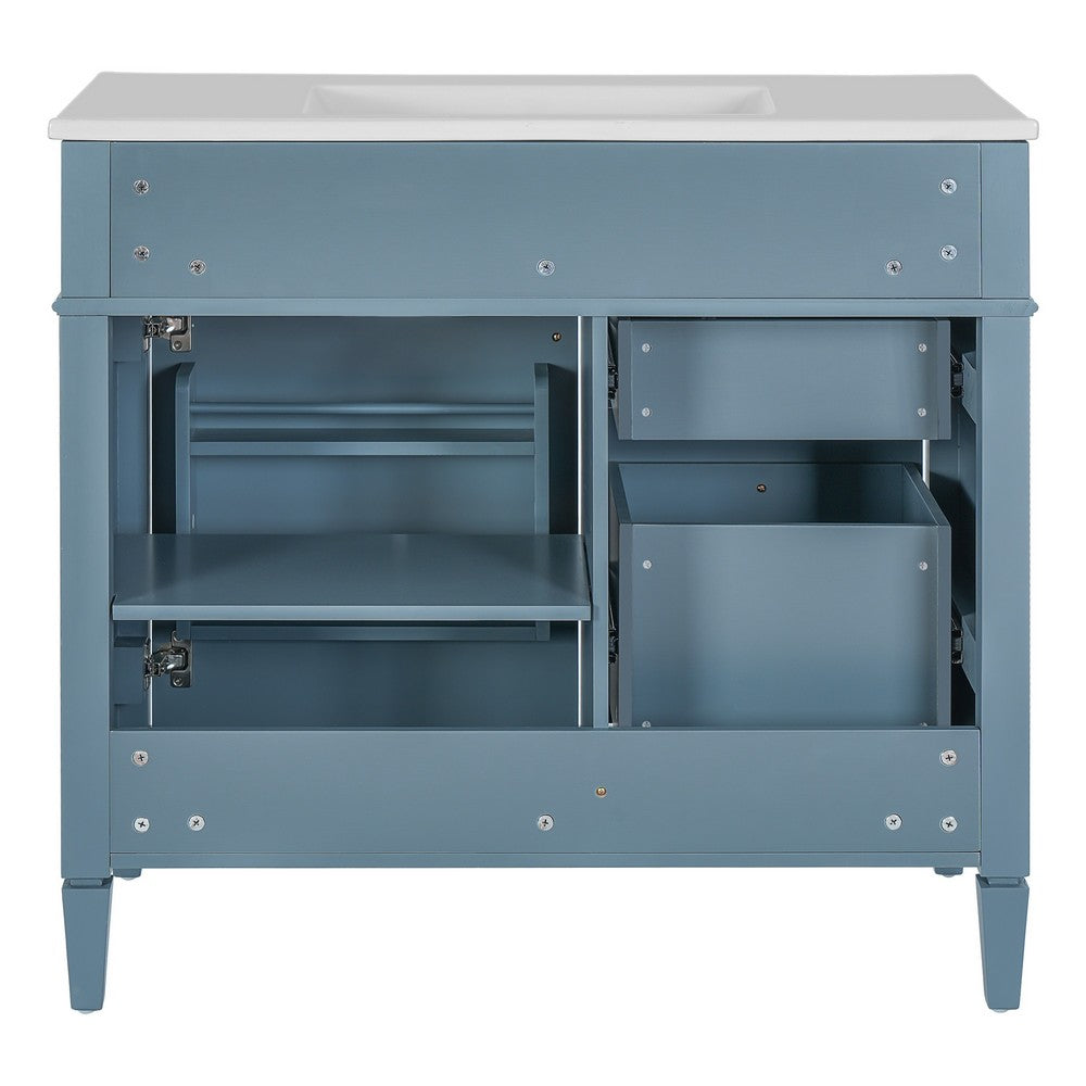 Delma Bathroom Cabinet Vanity with Ceramic Sink, Smart Storage, Muted Indigo - BM351245