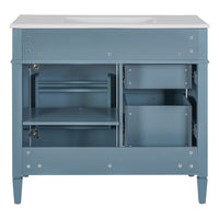 Delma Bathroom Cabinet Vanity with Ceramic Sink, Smart Storage, Muted Indigo - BM351245