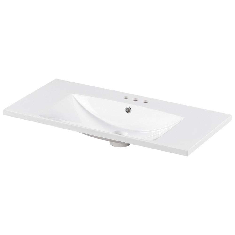 Suzy Sink Top with Basin, Faucet Holes for Vanity Counter, White 36 Inch - BM351249