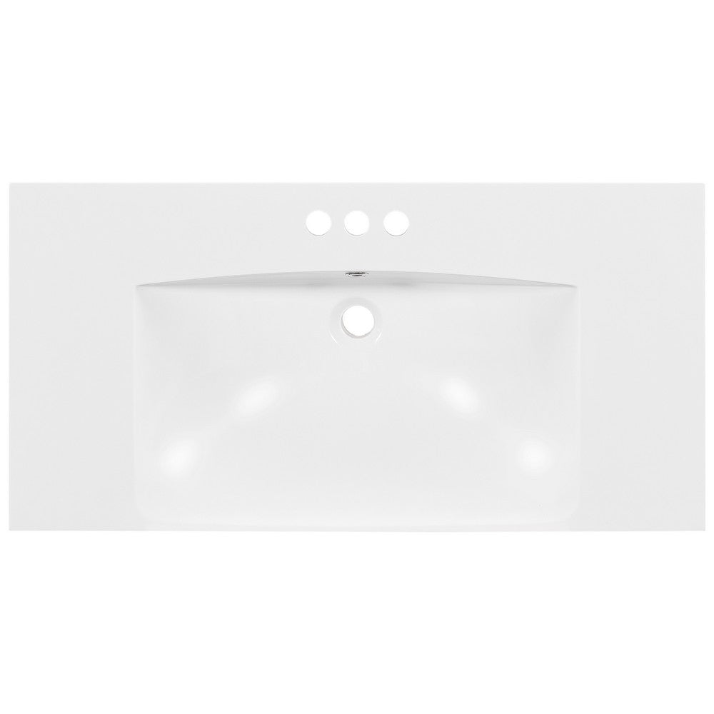 Suzy Sink Top with Basin, Faucet Holes for Vanity Counter, White 36 Inch - BM351249