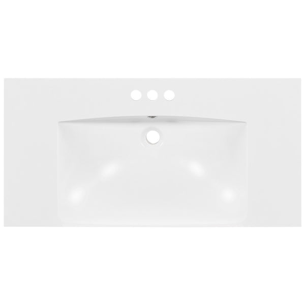 Suzy Sink Top with Basin, Faucet Holes for Vanity Counter, White 36 Inch - BM351249