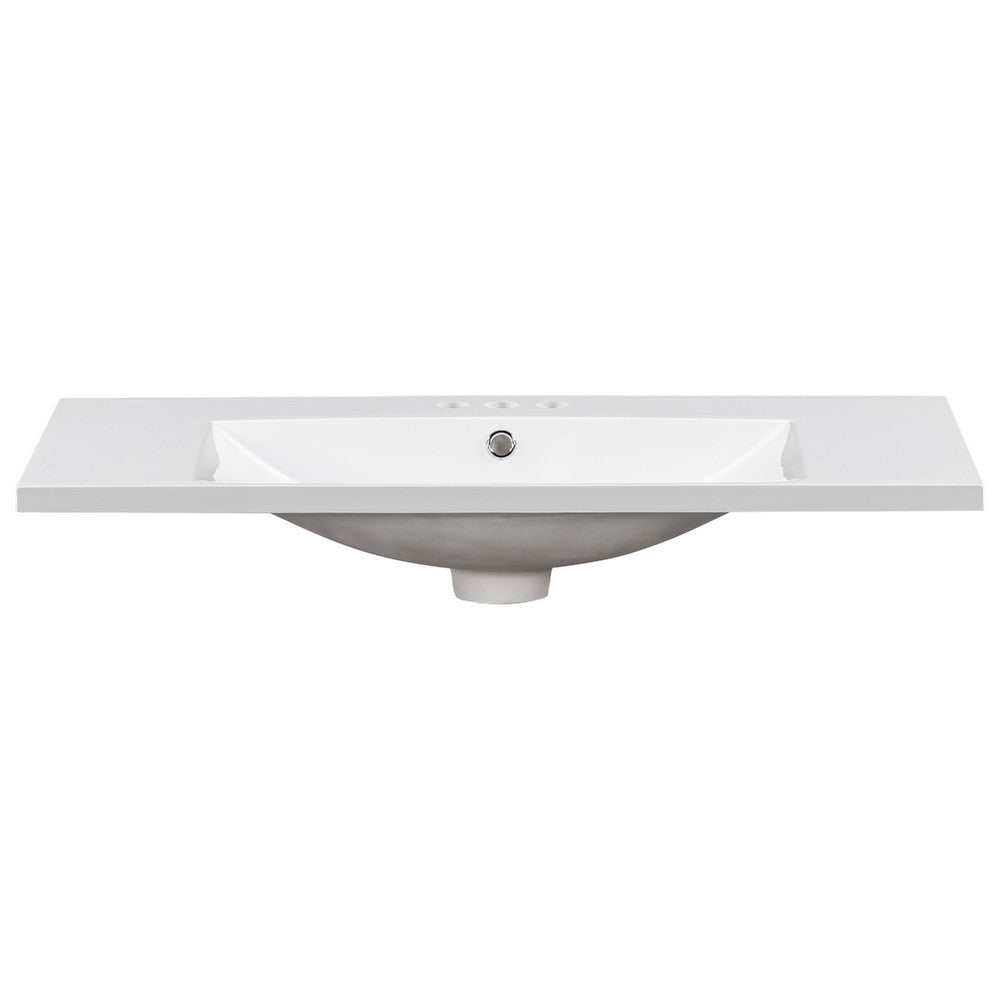 Suzy Sink Top with Basin, Faucet Holes for Vanity Counter, White 36 Inch - BM351249