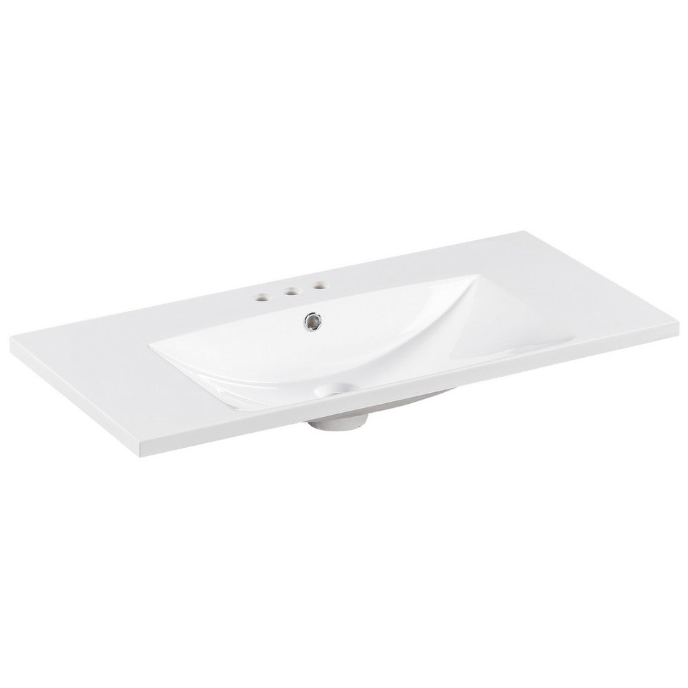 Suzy Sink Top with Basin, Faucet Holes for Vanity Counter, White 36 Inch - BM351249