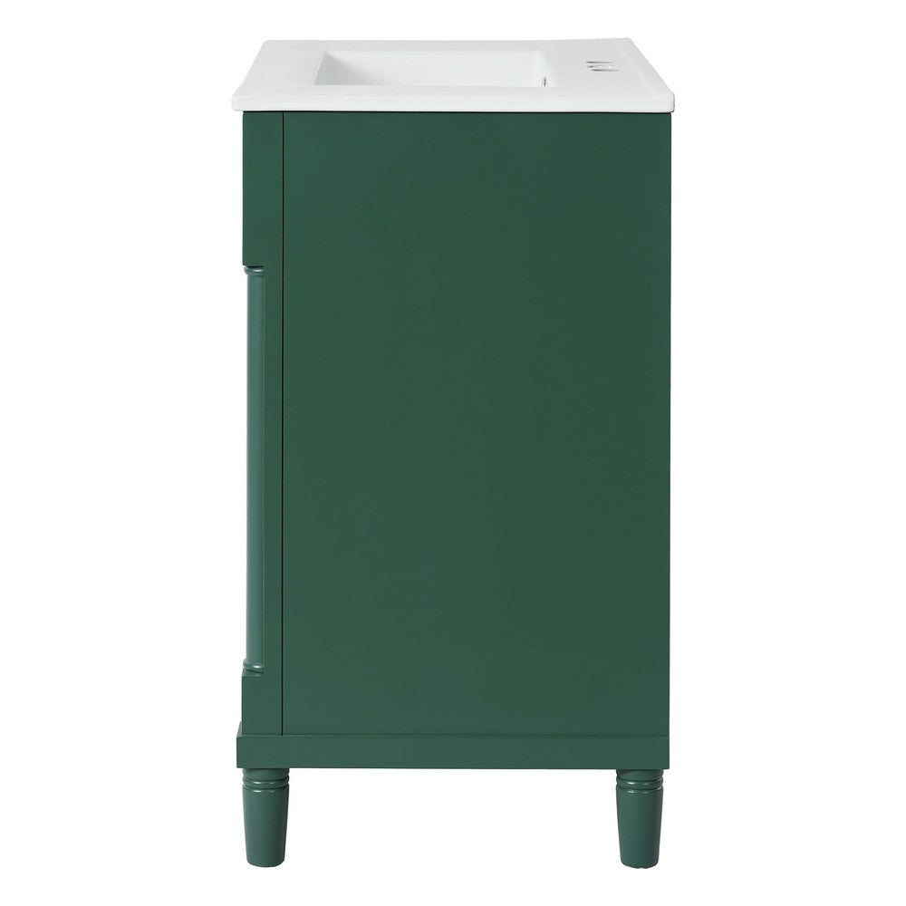 Xyra Freestanding Sink and Cabinet Vanity, Emerald Green Wood 30 Inch - BM351250