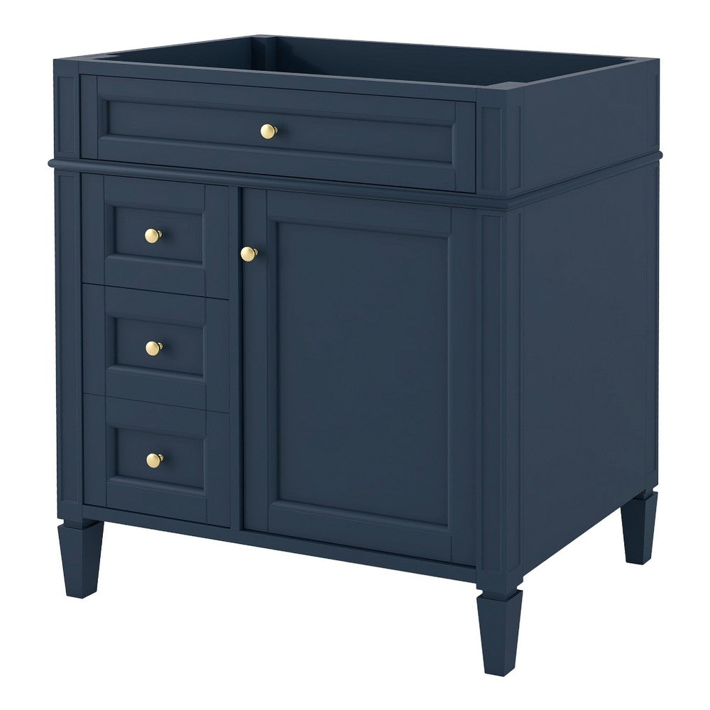 Zake Bathroom Vanity Cabinet with Tip-Out Drawers, Blue Wood 29 Inch - BM351252
