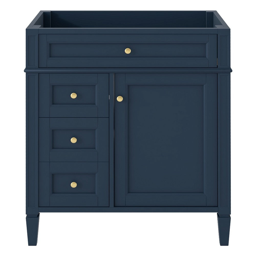 Zake Bathroom Vanity Cabinet with Tip-Out Drawers, Blue Wood 29 Inch - BM351252