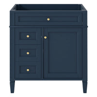 Zake Bathroom Vanity Cabinet with Tip-Out Drawers, Blue Wood 29 Inch - BM351252