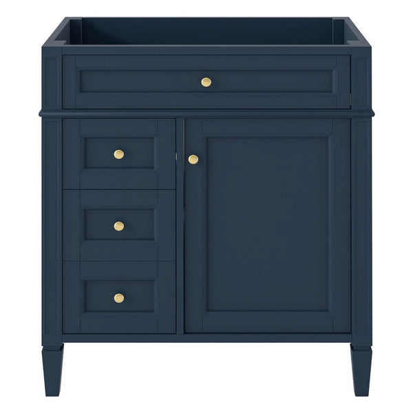 Zake Bathroom Vanity Cabinet with Tip-Out Drawers, Blue Wood 29 Inch - BM351252