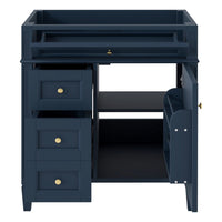Zake Bathroom Vanity Cabinet with Tip-Out Drawers, Blue Wood 29 Inch - BM351252