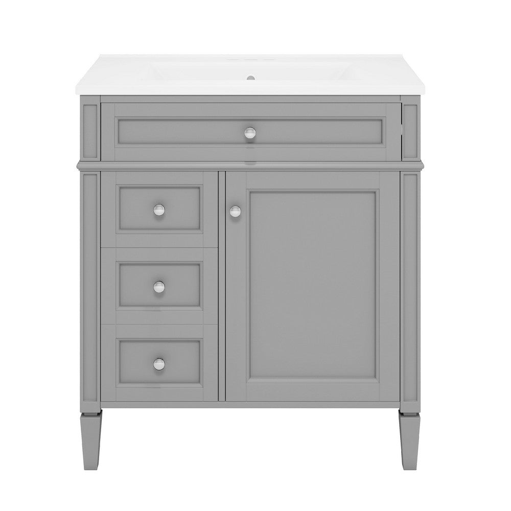 Asher Bathroom Vanity, Built In Ceramic Sink, Smart Storage, Gray 30 Inch - BM351253