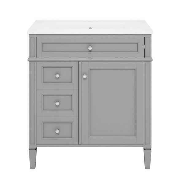 Asher Bathroom Vanity, Built In Ceramic Sink, Smart Storage, Gray 30 Inch - BM351253