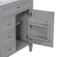 Asher Bathroom Vanity, Built In Ceramic Sink, Smart Storage, Gray 30 Inch - BM351253
