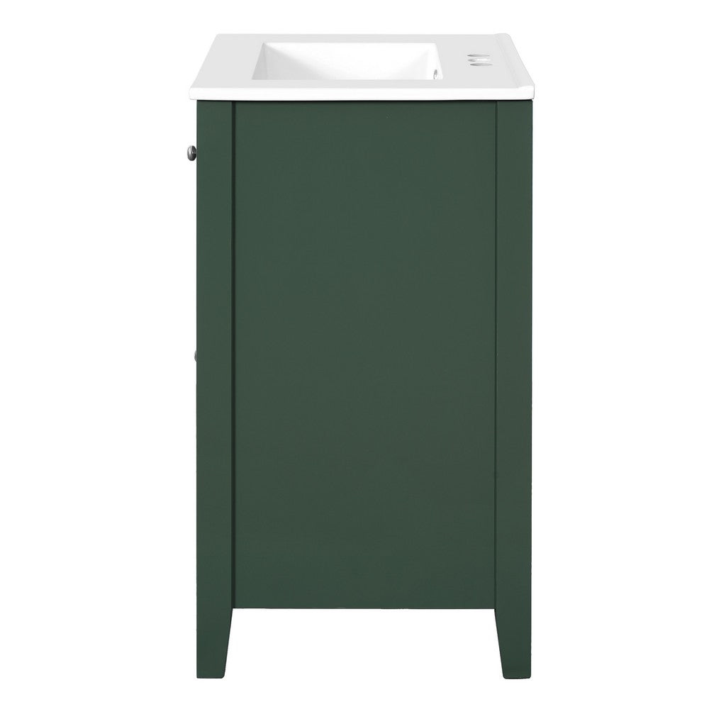 Ryla Bathroom Vanity with Ceramic Basin, 2 Drawers, 1 Door, Green 24 Inch - BM351255