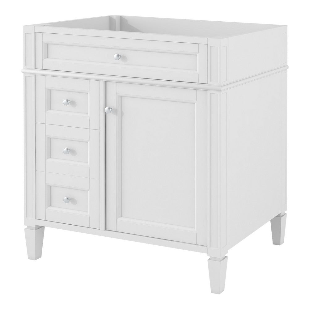 Zake Bathroom Vanity Cabinet with Tip-Out Drawers, White Wood 29 Inch - BM351256