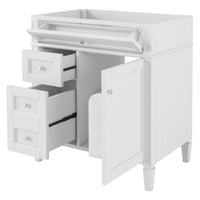 Zake Bathroom Vanity Cabinet with Tip-Out Drawers, White Wood 29 Inch - BM351256