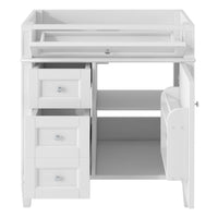 Zake Bathroom Vanity Cabinet with Tip-Out Drawers, White Wood 29 Inch - BM351256