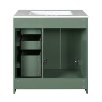 Sarba Bathroom Cabinet Vanity w Ceramic Sink, Gold Metal Green Wood 30 Inch - BM351259
