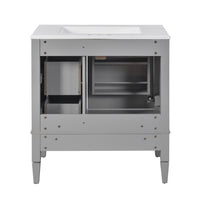 Cullen Ceramic Sink Bathroom Vanity Cabinet, 3 Drawers, Gray Wood 30 Inch - BM351260