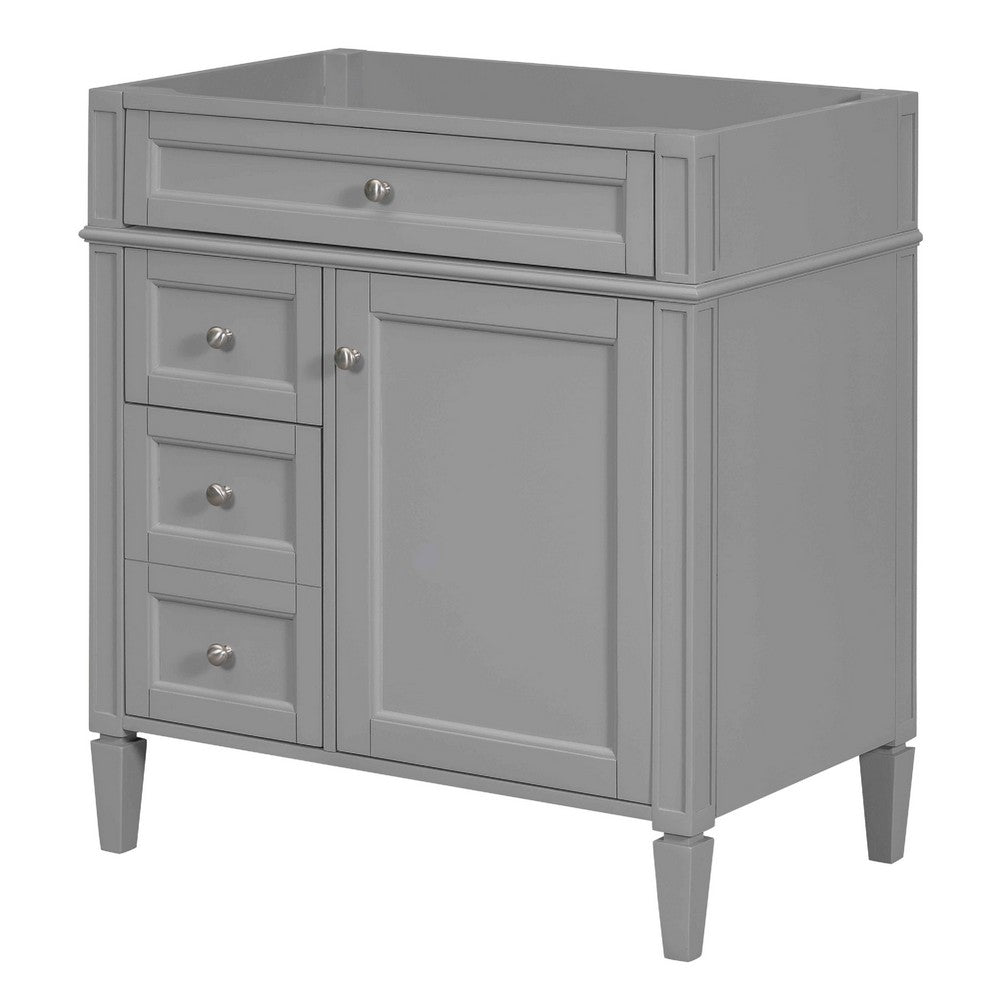 Zake Bathroom Vanity Cabinet with Tip-Out Drawers, Gray Wood 30 Inch - BM351261